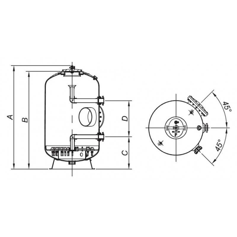Filtru bobinat Fiberpool ITALY D1400 conexiune 90mm