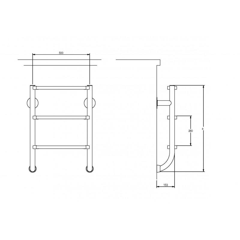 Scara Split 2 trepte partea inferioara AISI-316