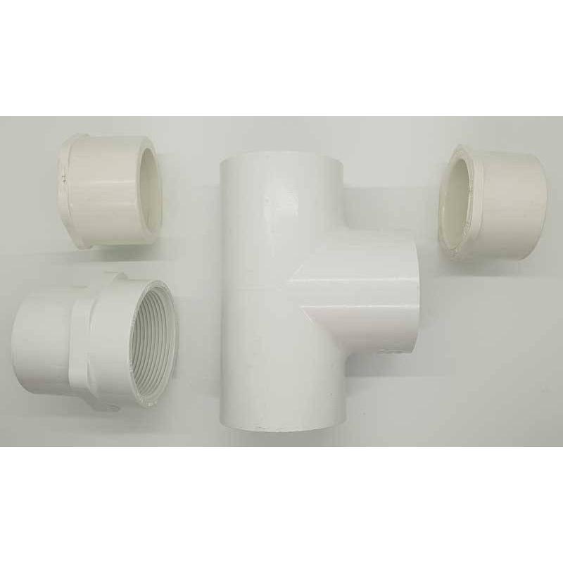 Set teu pvc 2 cu reductii la D50-1 1/2 Set teu pvc 2 cu reductii la D50-1 1/2