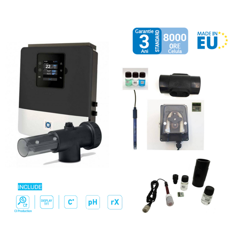 Sistem electroliza piscina Aquarite LT 16g/h + Kit pH si Redox 65 mc