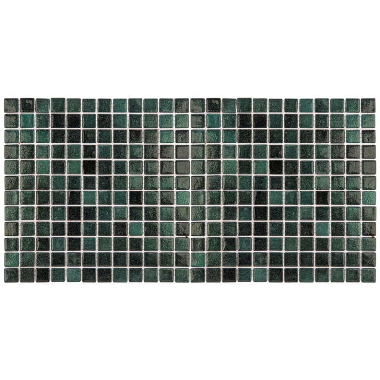 Mozaic piscina sticla Metallum Green suport polybond 2.5×2.5 cm cutie 2mp