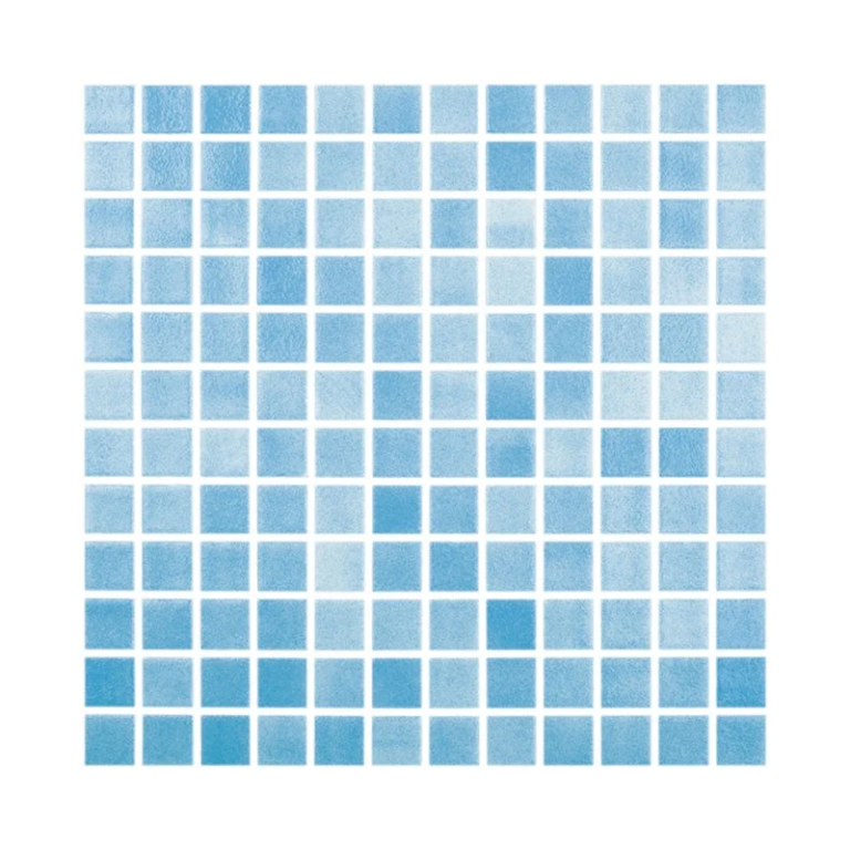 Mozaic piscina sticla Niebla Azul Turquesa suport polybond 2.5×2.5 cm cutie 2mp