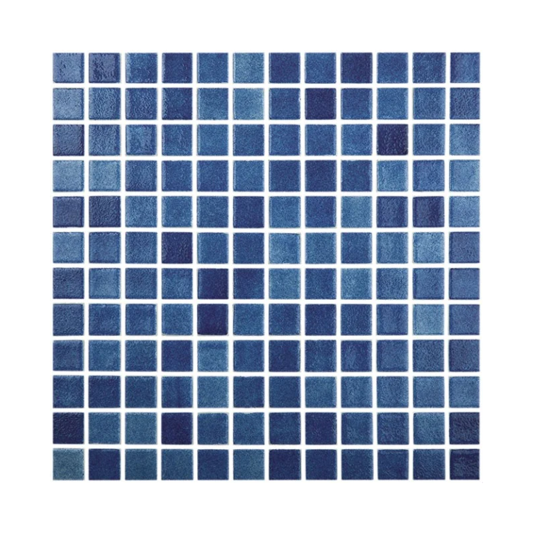 Mozaic piscina sticla Niebla Albastru Marino antiderapant suport polybond 2.5×2.5 cm cutie 2mp